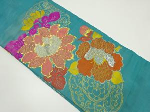 アンティーク　花に古典柄織り出し名古屋帯（材料）